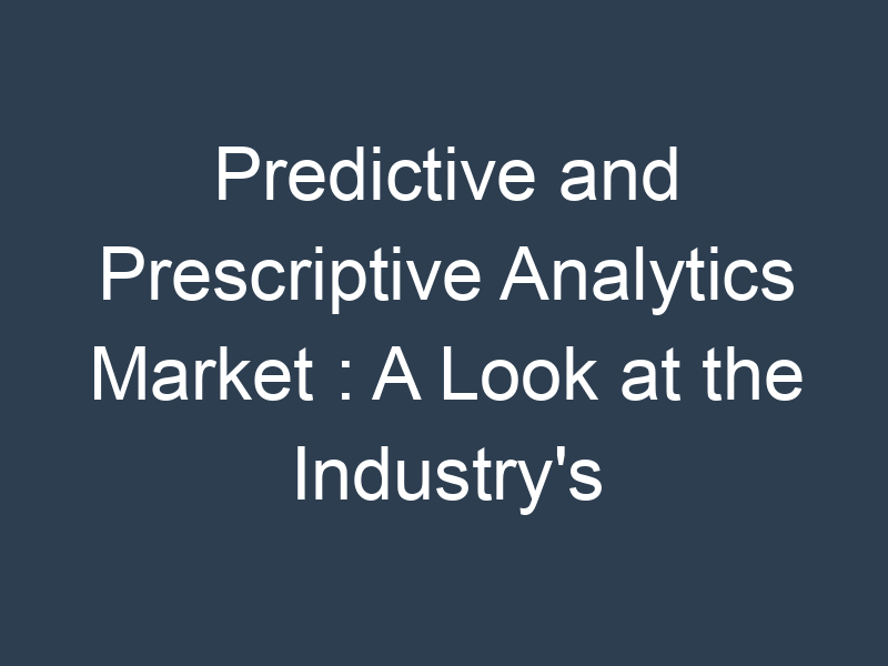 Predictive and Prescriptive Analytics Market : A Look at the Industry's Segments and Opportunities