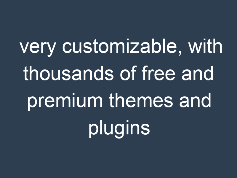 very customizable, with thousands of free and premium themes and plugins available