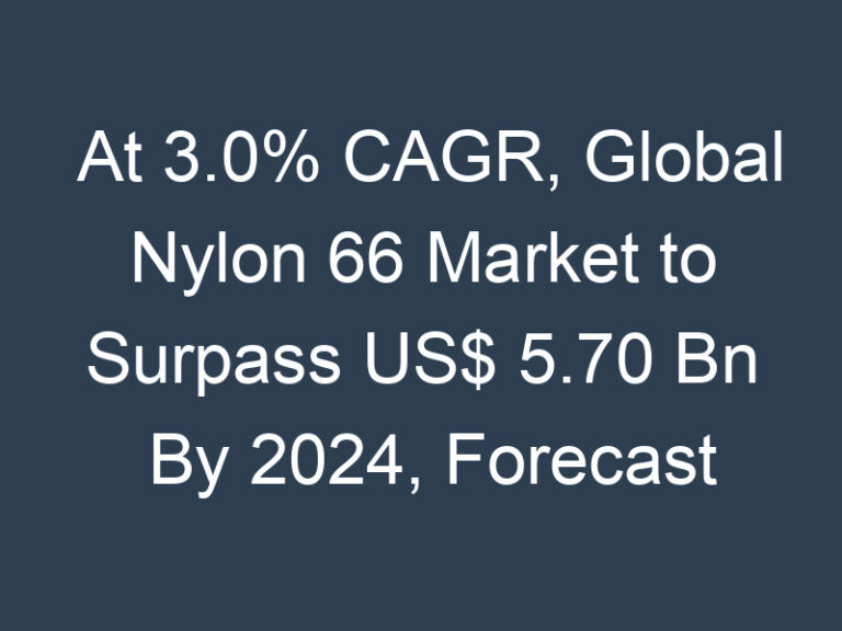 At 3.0% CAGR, Global Nylon 66 Market to Surpass US$ 5.70 Bn By 2024, Forecast Report By Zion Market Research